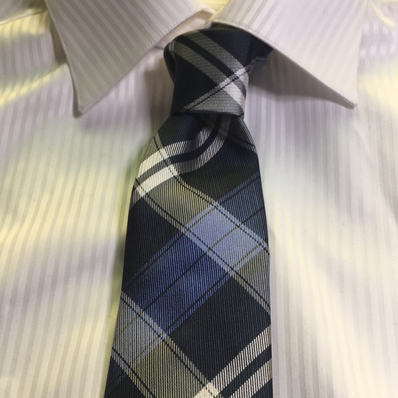 Le 31 exclusive Simons- blue, black, white plaid tie. 100% silk NWT - Picture 7 of 10